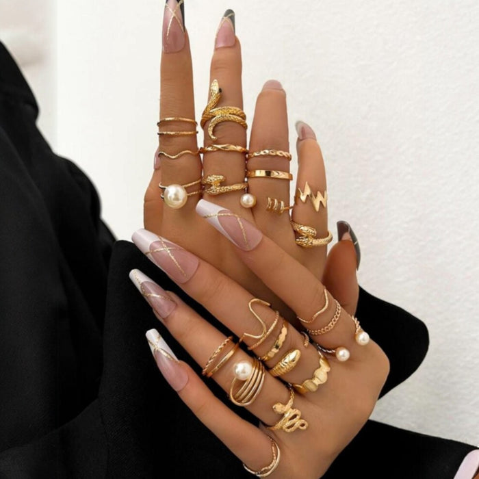 23 gold-tone rings with faux pearl accents in assorted sexy, stackable designs shop at spotngrab lebanon