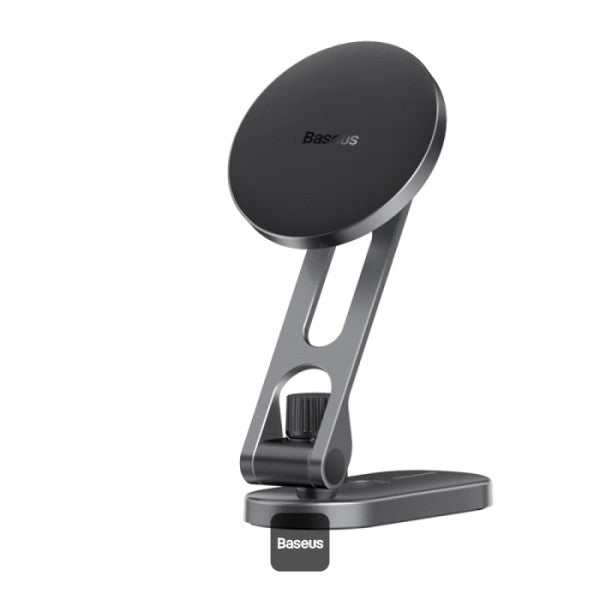Baseus T-Space Folding Magnetic Car Mount in Frost Silver – sleek metal phone holder for cars, available at SpotNGrab Lebanon.
