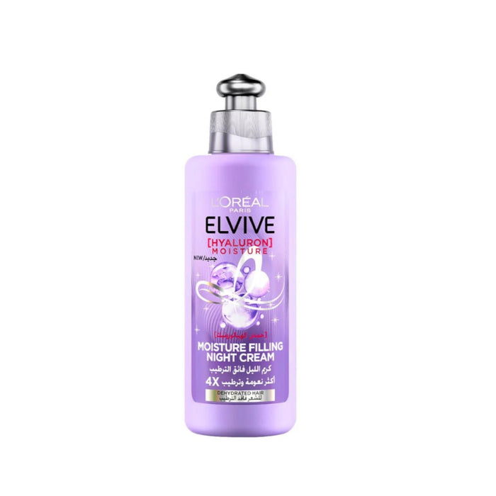 L’Oréal Elvive Hyaluron Moisture Night Cream – Leave-in overnight treatment for dehydrated hair with hyaluronic acid for 4X hydration, no rinse, no residue