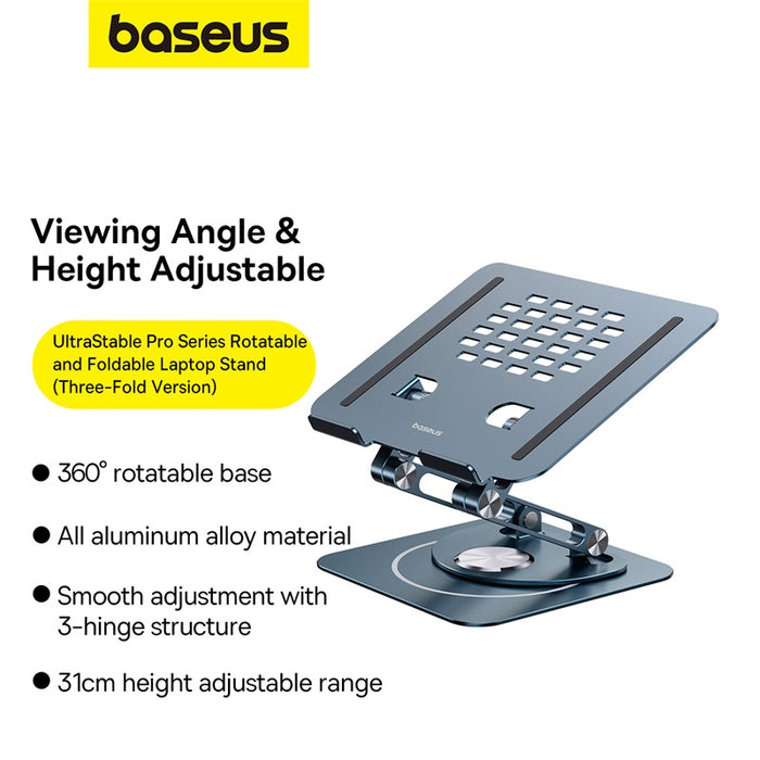 Baseus UltraStable Pro Series Rotatable and Foldable Laptop Stand (Three-Fold Version) Space Grey