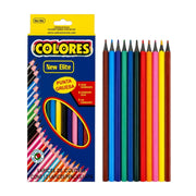 12-piece Colors New Elite colored pencil set displayed in its original retail packaging on Spotngrab Lebanon.