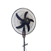 Sleek matte black 18-inch electric standing fan featuring 5 aerodynamic blades and a protective mesh safety wire grill on Spotngrab Lebanon.