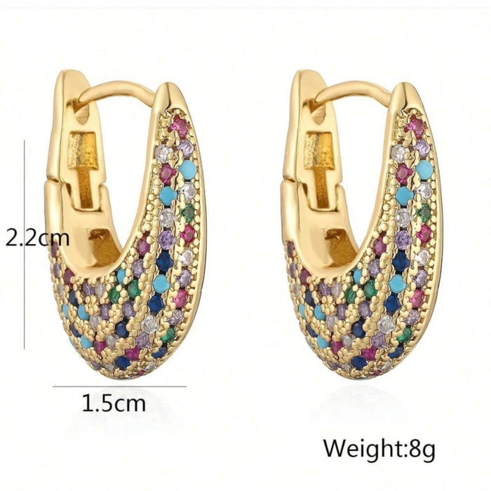 Multicolor vintage-style earrings with sparkling cubic zirconia stones and copper alloy base available at spotngrab beirut