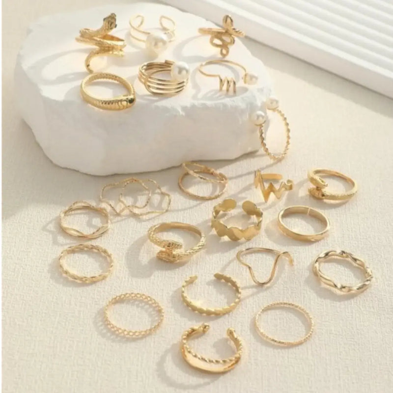 23 gold-tone rings with faux pearl accents in assorted sexy, stackable designs shop at spotngrab lebanon 