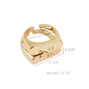 Set of two gold open cuff rings with abstract figure and heart design shop at spotngrab.com lebanon