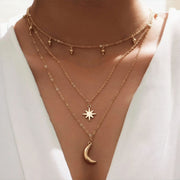 3 pcs star and moon pendant necklace set – layered celestial jewelry Lebanon