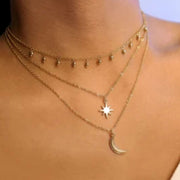 3 pcs star and moon pendant necklace set – layered celestial jewelry Lebanon