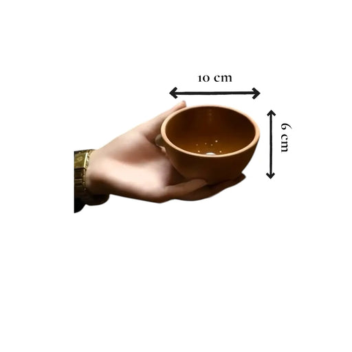 bowl size 10 cm X 6cm hand-sized terracotta clay serving bowls showing a matte natural earth finish and a smooth shiny glaze on the inside on Spotngrab Lebanon.
