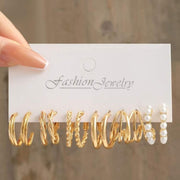 6 pairs faux pearl hoop earrings in gold – SpotNGrab Lebanon