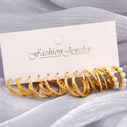 6 pairs faux pearl hoop earrings in gold – SpotNGrab Lebanon