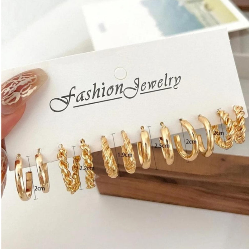 6 pairs geometric twisted wire hoop earrings – SpotNGrab Lebanon
