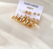 6 pcs gold charm earrings set with hearts and stars – SpotNGrab Lebanon