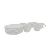 White porcelain coffee cup and saucer set 6 pieces simple design for everyday use available at SpotNGrab Lebanon