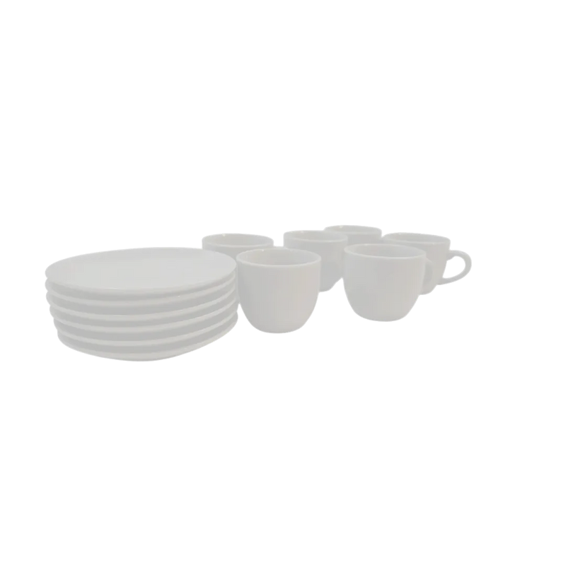 White porcelain coffee cup and saucer set 6 pieces simple design for everyday use available at SpotNGrab Lebanon