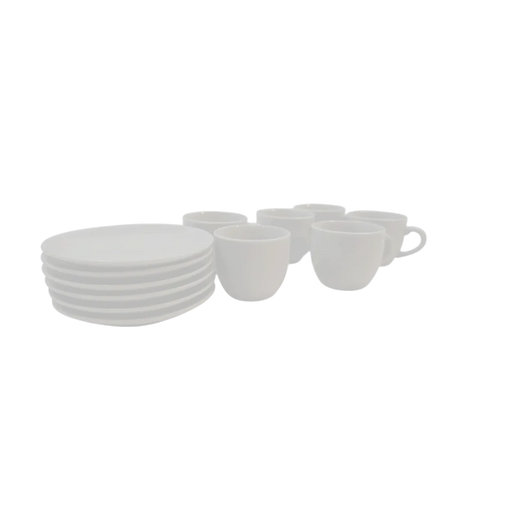 White porcelain coffee cup and saucer set 6 pieces simple design for everyday use available at SpotNGrab Lebanon