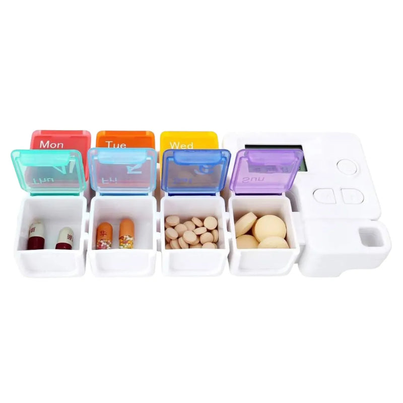 7-day weekly pill organizer with colorful daily compartments numbered 1 through 7 and a digital timer on Spotngrab Lebanon.