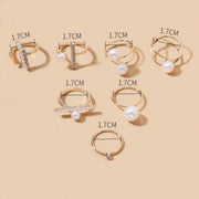 7 pcs faux pearl ring set with rhinestones – SpotNGrab Lebanon