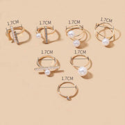 7 pcs faux pearl ring set with rhinestones – SpotNGrab Lebanon