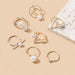 7 pcs faux pearl ring set with rhinestones – SpotNGrab Lebanon