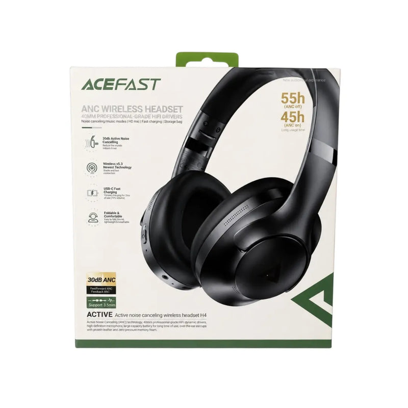 AceFast H4 ANC wireless over-ear headphones showcasing soft ear cushion padding and sleek finish on Spotngrab Lebanon.