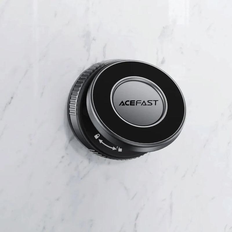 AceFast E27 magnetic suction phone holder in metallic gray displaying its twist-to-lock suction base and magnetic mounting plate on Spotngrab Lebanon.