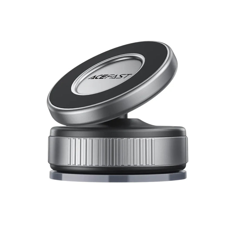AceFast E27 magnetic suction phone holder in metallic gray displaying its twist-to-lock suction base and magnetic mounting plate on Spotngrab Lebanon.