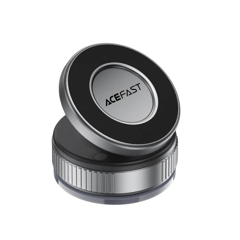 AceFast E27 magnetic suction phone holder in metallic gray displaying its twist-to-lock suction base and magnetic mounting plate on Spotngrab Lebanon.