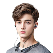 A person wearing the AceFast N5 neckband earphones while walking outdoors during a workout session available at Spotngrab Lebanon.