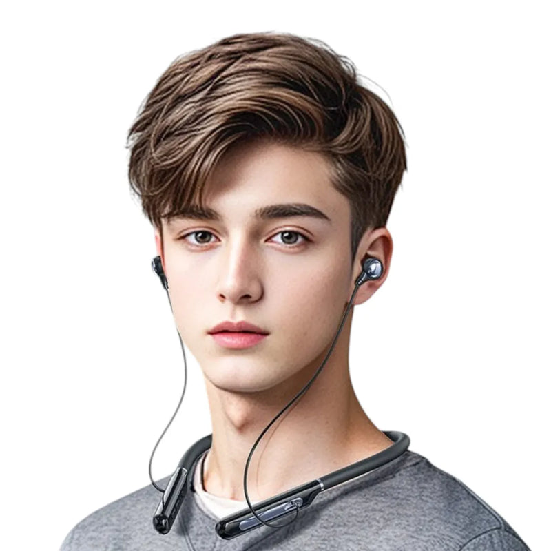 A person wearing the AceFast N5 neckband earphones while walking outdoors during a workout session available at Spotngrab Lebanon.