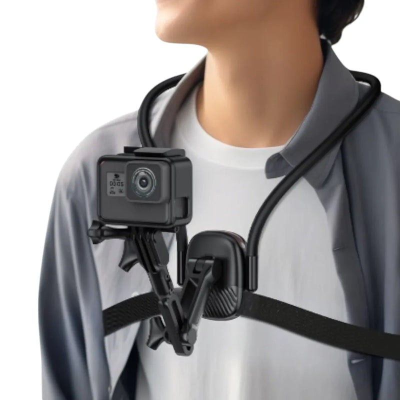 AceFast E33 neck hanging phone holder displaying its ergonomic silicone neckband and multi-joint clamp on Spotngrab Lebanon.