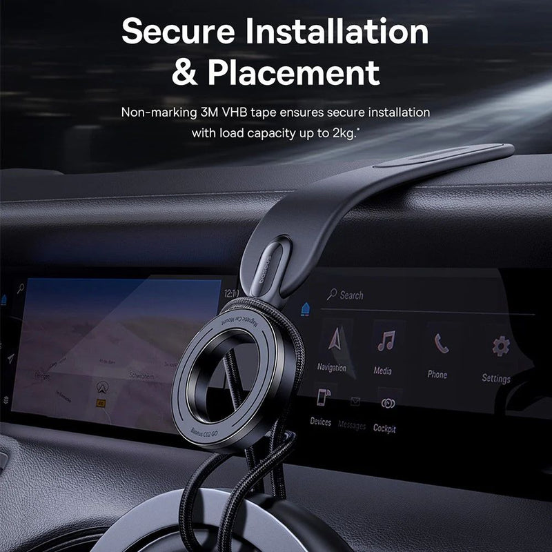 Baseus BS-CW02 Go Series 360° Magnetic Car Phone Mount in Black – strong secure rotating holder for cars, available at SpotNGrab Lebanon.