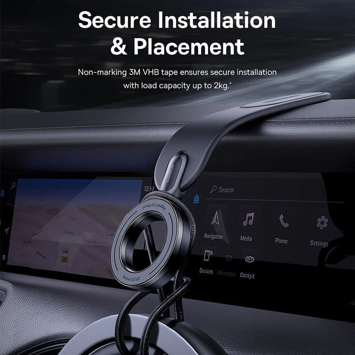 Baseus BS-CW02 Go Series 360° Magnetic Car Phone Mount in Black – strong secure rotating holder for cars, available at SpotNGrab Lebanon.
