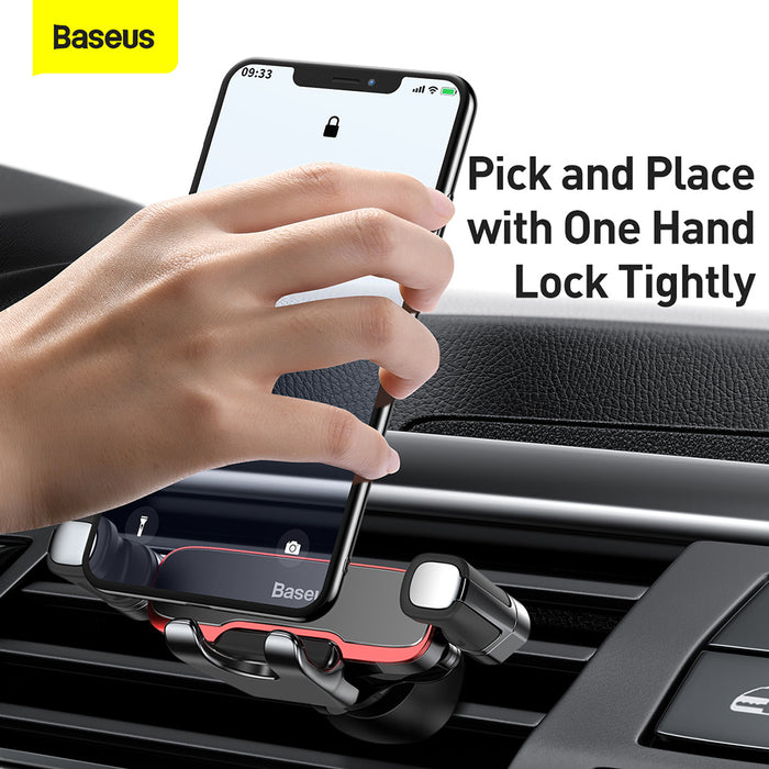 Baseus Mr Hui Gravity Car Mount in Black – smart, one-hand phone holder for cars, available at SpotNGrab Lebanon.