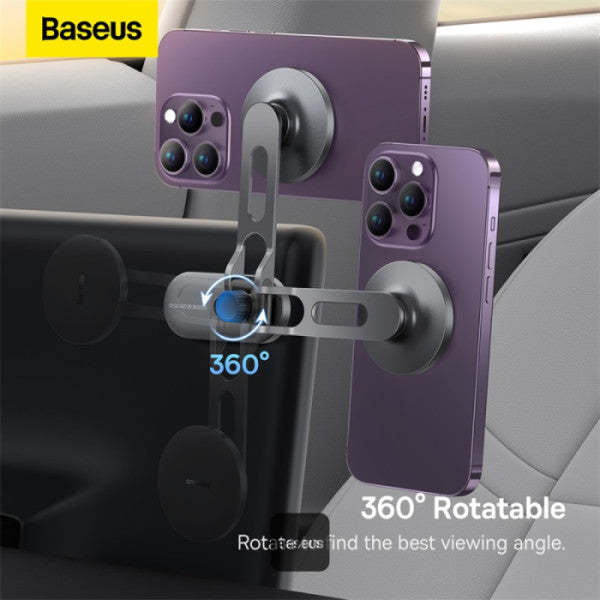 Baseus T-Space Folding Magnetic Car Mount in Frost Silver – sleek metal phone holder for cars, available at SpotNGrab Lebanon.