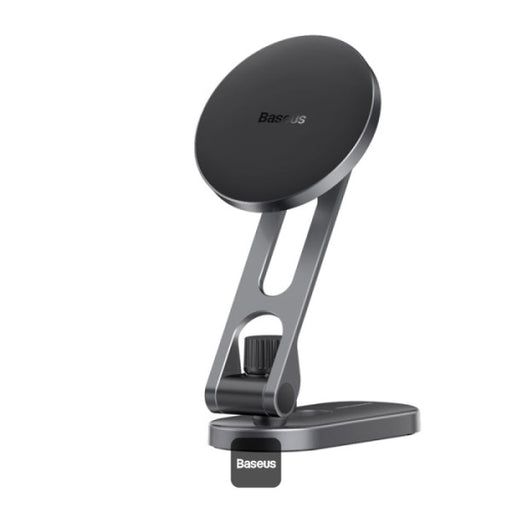 Baseus T-Space Folding Magnetic Car Mount in Frost Silver – sleek metal phone holder for cars, available at SpotNGrab Lebanon.