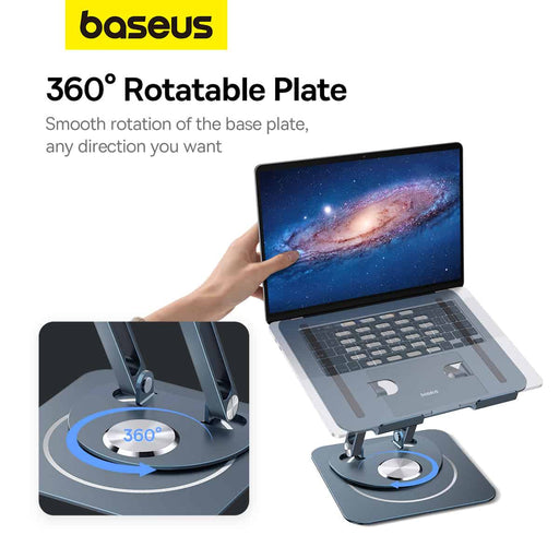 Baseus UltraStable Pro Series Laptop Stand in Space Grey – foldable, rotatable, and stable stand, available at SpotNGrab Lebanon.