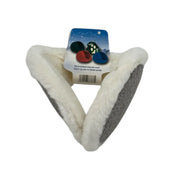 Folded behind the head plush fleece winter earmuff with soft white faux-fur trim on SpotNGrab Lebanon