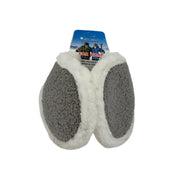 Gray plush fleece behind-the-head winter earmuffs front view