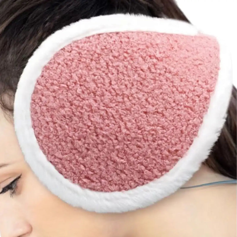 Behind-the-head plush earmuffs worn on the ear