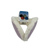 Folded behind the head plush fleece winter earmuff with soft white faux-fur trim on SpotNGrab Lebanon
