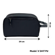 Close-up of the textured black PU leather surface and the side carrying handle on Spotngrab Lebanon.