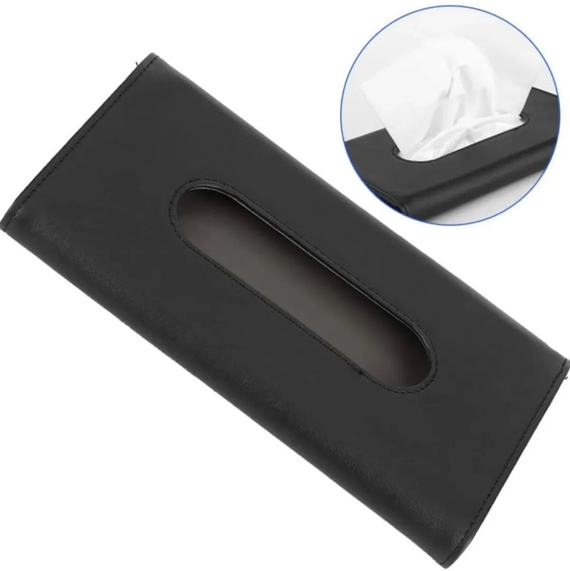 Black PU leather car tissue box holder sun visor on Spotngrab Lebanon.