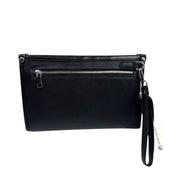 Black leather men's business clutch bag with a biometric fingerprint lock on Spotngrab Lebanon.