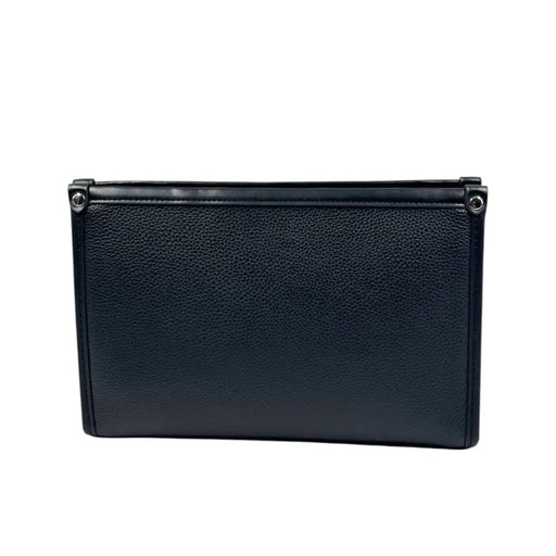 Black leather men's business clutch bag with a biometric fingerprint lock on Spotngrab Lebanon.