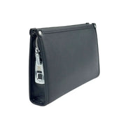 Black leather men's business clutch bag with a biometric fingerprint lock on Spotngrab Lebanon.