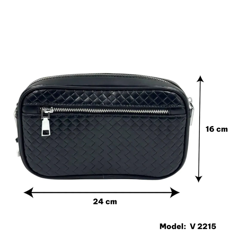Black woven-leather smart clutch bag with a biometric fingerprint lock on Spotngrab Lebanon.