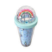 Blue glitter tumbler top view