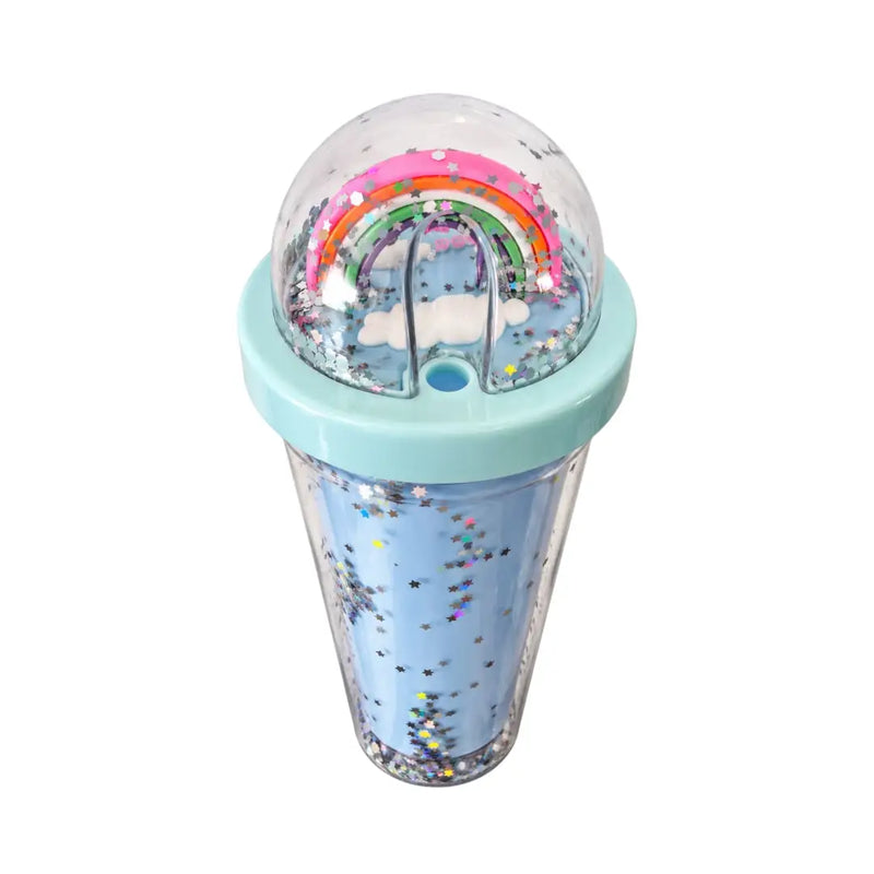 Blue glitter tumbler top view