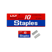 Bulk outer box of Lily Brand No. 10 staples with 12 individual 1,000-piece boxes displayed on Spotngrab Lebanon.