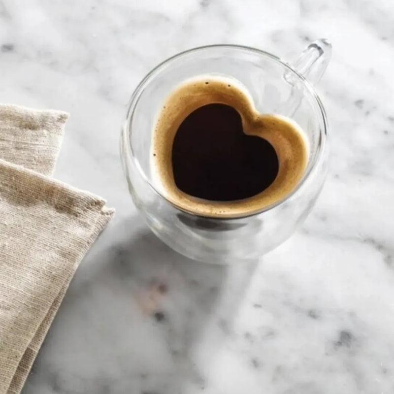 Heart-shaped inner wall of small double-wall glass mug